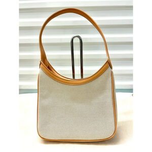 Miztique canvas woven tan shoulder bag medium size